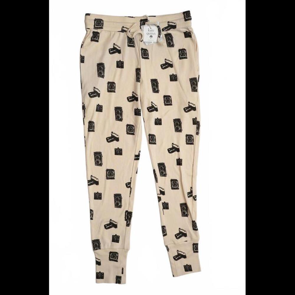 Kate Quinn Cute Camera Print Joggers - Women's  Size Small NWT